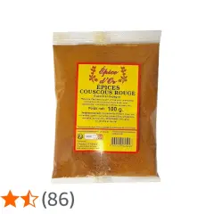 Un sachet d'épice à couscous rouge, mélange d'épices pour relever vos plats.