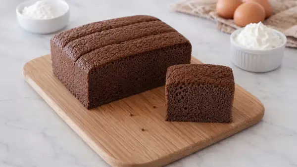 Un moelleux gâteau japonais au chocolat, prêt à être dégusté. Une recette simple pour un dessert aérien.